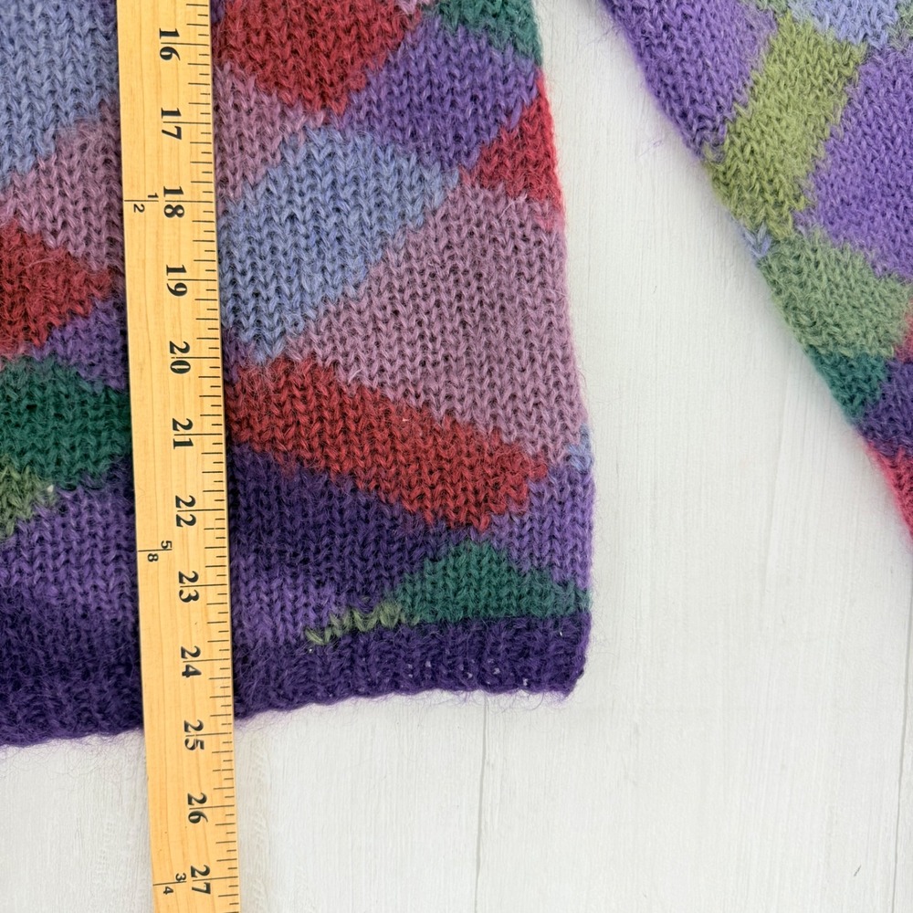 Vtg Talbots Cardigan Sweater Womens L Mohair Blend Hand Knit Argyle Grandmacore - Picture 15 of 16